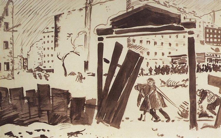 Петроград в 1919 году. Кустодиев